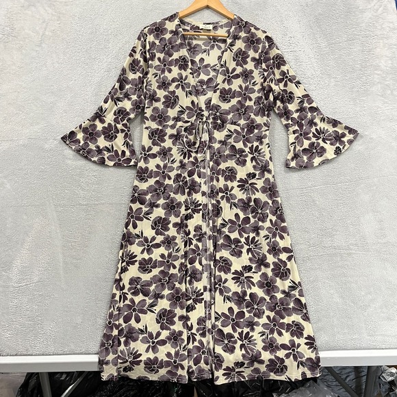 Ember Kimono Women Large Duster Flutter Sleeves Boho Floral Beach Cover Artsy‎ - Picture 1 of 12